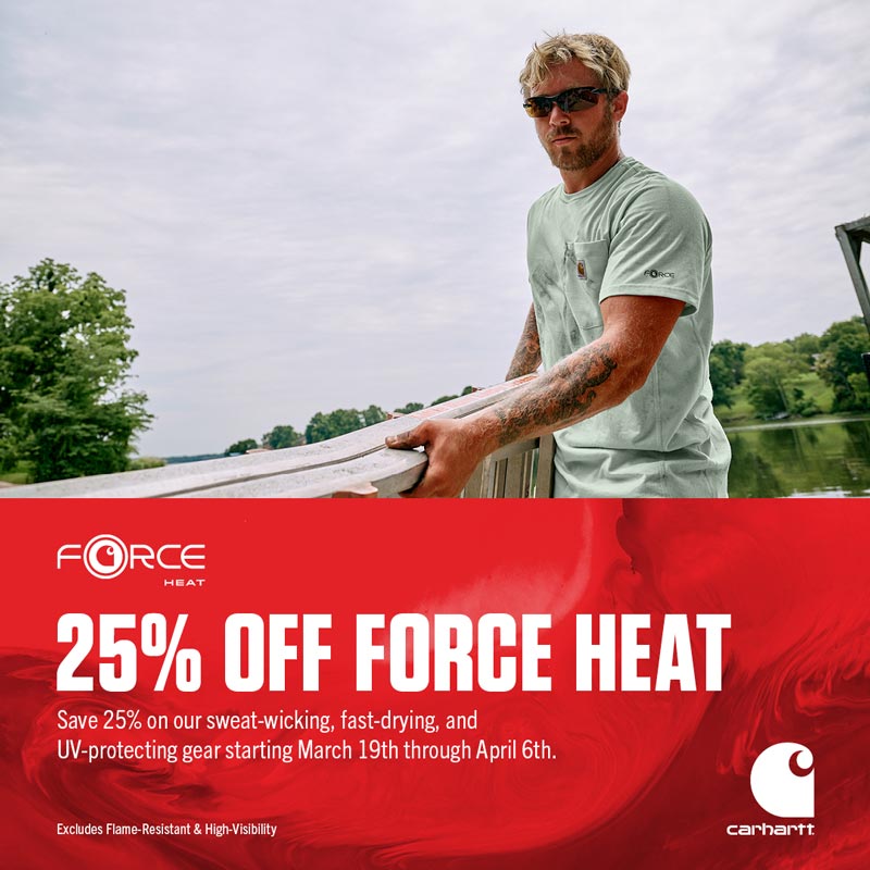 Male working on the 25% off force heat banner.