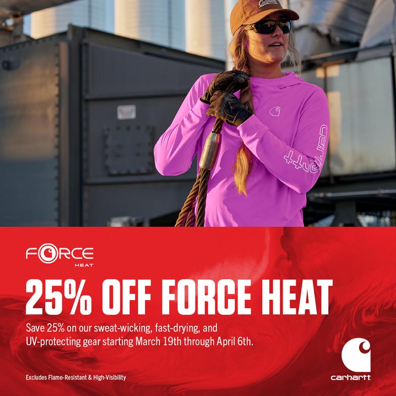 Women working on the 25% off force heat banner.